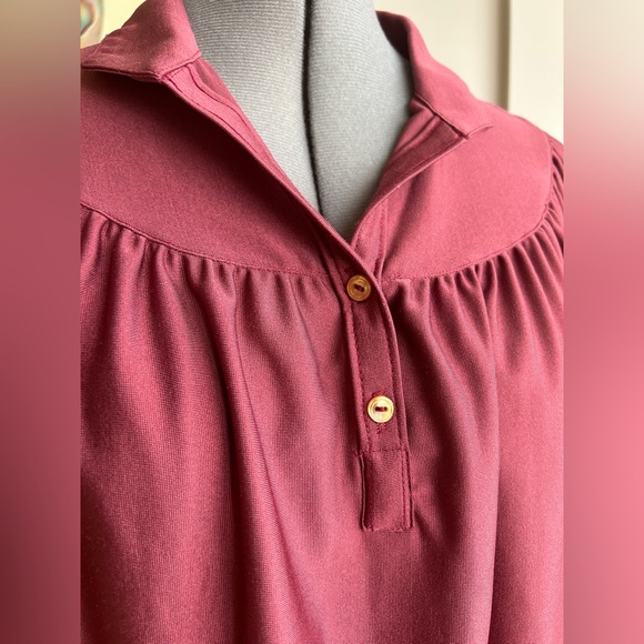 Vintage Maroon Blouse with Drawstring - Picture 3 of 7